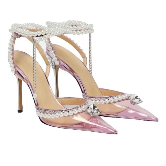 MACH & MACH Pink Diamond of Elizabeth embellished PVC and patent-leather sandals - Picture 1 of 10